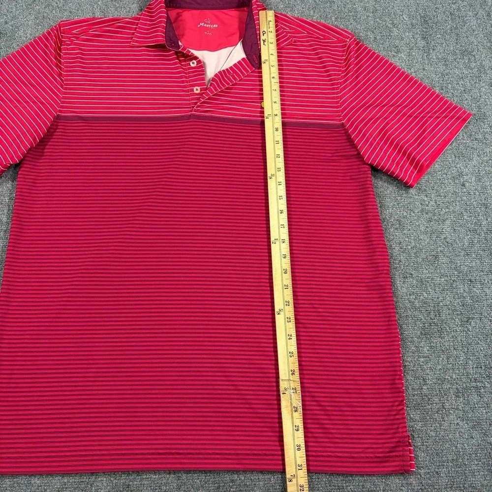 Masters Tech Golf Polo Mens Large Red Striped Performance Augusta Logo